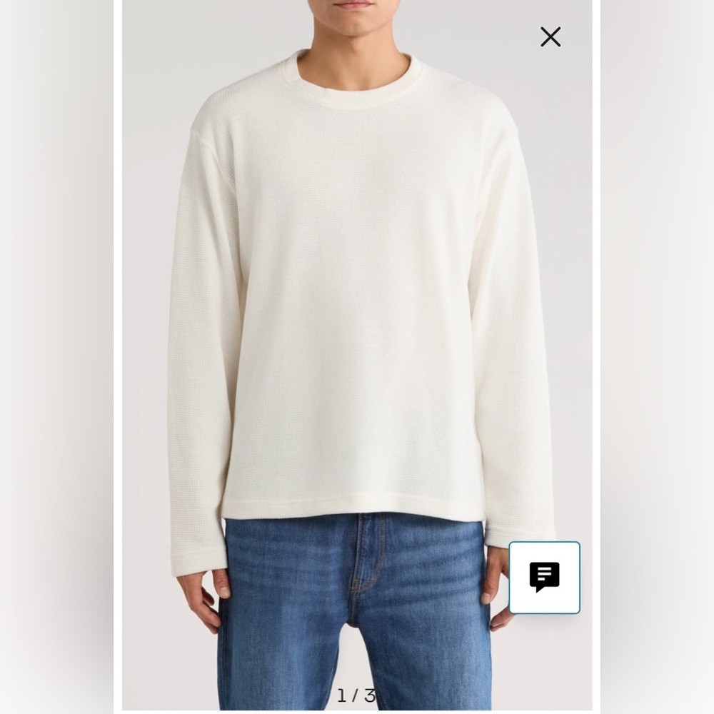 Men’s Denim and Flower Textured Knit Sweatshirt